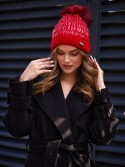 Wintermütze aus Nylon mit Bommel, rot C31 - Online-Shop - Boutique